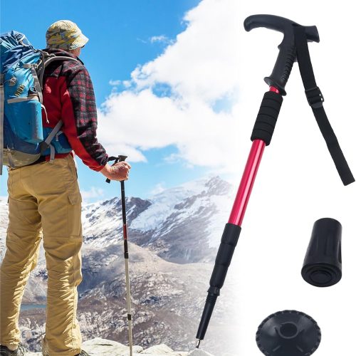 Retractable aluminum alloy trekking pole, portable hiking stick, EVA grip